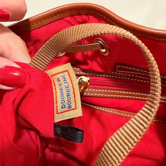 Dooney & Bourke Burgundy Suede Leather Drawstring Bucket Shoulder Bag - Picture 12 of 13